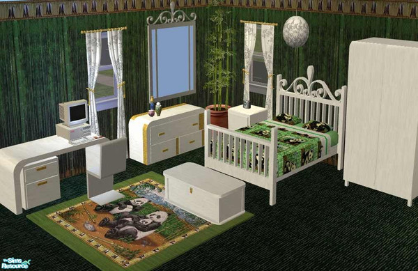 Sims 2 — Panda Bedroom by Riverwillows — Lovely bedroom featuring playful pandas. Made with detimgi's lovely new bedroom