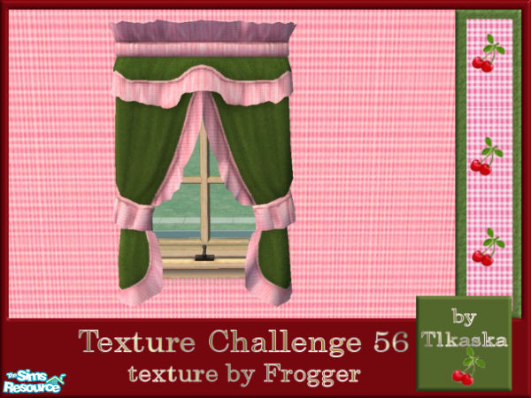 Sims 2 — TC56 Froggie's Nursery - Curtains by tlkaska — This pretty green and pink gingham nursery with little cherries
