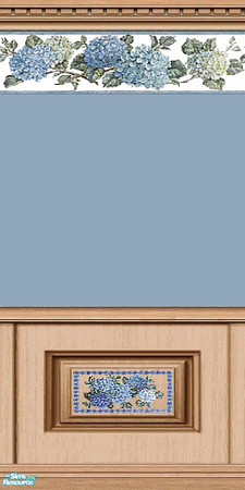 Sims 2 — Nantuckit Blue 1 by Lorah — Nantuckit Blue border and paint. Wood panel with an elegant flower design.