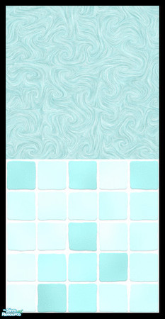 Sims 2 — MDP Pastel Teal Swirl Half Solid-Tile by MelandStv — There are 6 colours and 2 textures for a total of 12 walls
