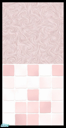 Sims 2 — MDP Pastel Pink Swirl Half Solid-Tile by MelandStv — There are 6 colours and 2 textures for a total of 12 walls