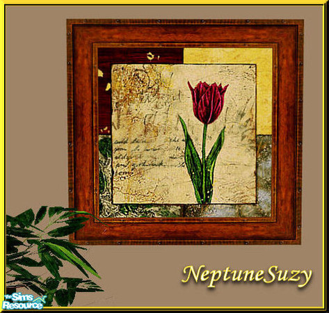 Sims 2 — NSC Painting - Parchment Floral 1 by Neptunesuzy — Your Sims will love this Floral Painting! Enjoy!