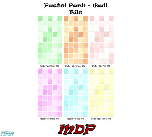 Sims 2 — MDP Pastel Pack Wall Tiles by MelandStv — There are 6 colourful wall tiles in this set. They are part of my