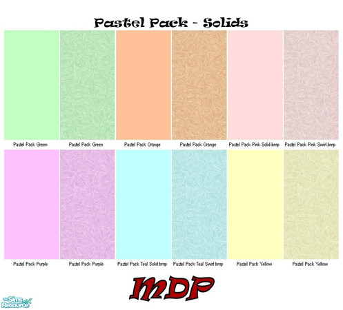Sims 2 — MDP Pastel Pack Solids by MelandStv — There are 6 colours and 2 textures for a total of 12 walls in this set.
