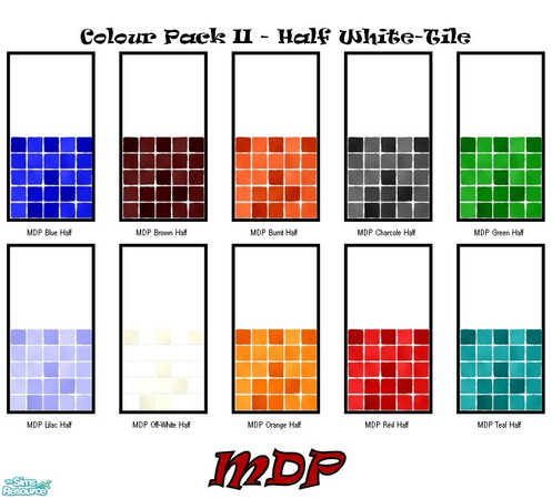 Sims 2 — MDP Colour Pack II Half White-Tile by MelandStv — There are 10 colourful walls in this set. They are part of my