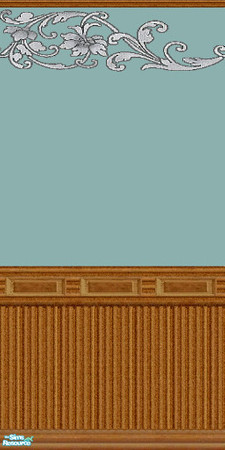 Sims 2 — Country Aquamarine by Lorah — Country Aquamarine with gray stenciling. Has matching linoleum.