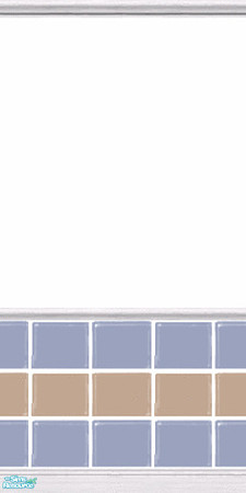 Sims 2 — Blue and Tan Bath Tile by Jubilant — A white wall with blue and tile tiles on the bottom.