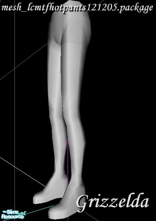 Sims 2 — mesh_lcmtfhotpants121205 by Grizzelda — This is a new mesh; It's a bottom only, no bumps, wedge heeled teen