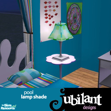 Sims 2 — Pool Bedroom Lampshade by Jubilant — The lampshade has the same square design as the blanket on the end of the