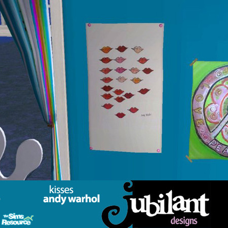 Sims 2 — Kisses by Andy Warhol by Jubilant — This is a poster of the painting "Kisses" by Andy Warhol. It can