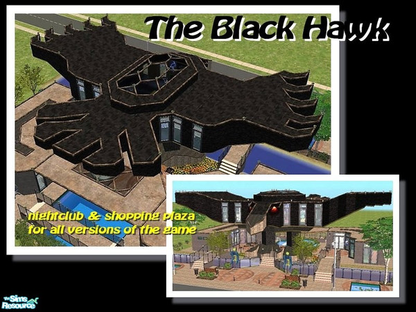 Sims 2 — Black Hawk Nightclub by Tiko — Stylish nightclub and shopping plaza for different clubbing styles, + kitchen,