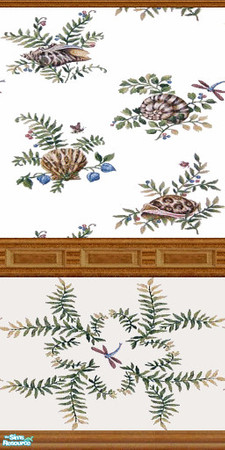 Sims 2 — Seashell Wallpaper by Lorah — These seashells look as good in the kitchen as the bath. Blue, green, brown, pink.