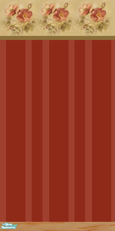 Sims 2 — CB Red Stripe by socgrrrl725 — Cheri Blum inspired wallpaper features a floral border on a red striped