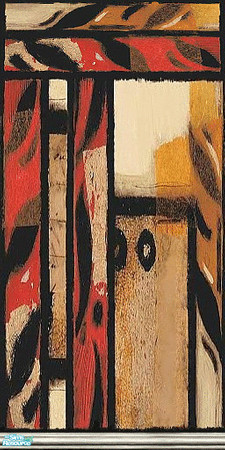 Sims 2 — Modern Magic 2 (Silver) by Lorah — Modern Magic wall in red, black, gold and silver floorboard.