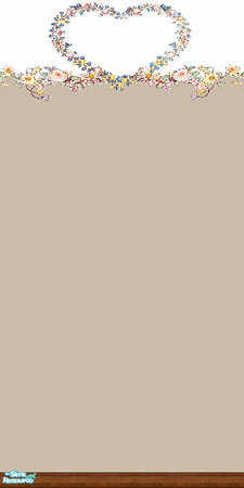 Sims 2 — All Heart by Lorah — Pink, yellow and purple floral heart with beige paint.