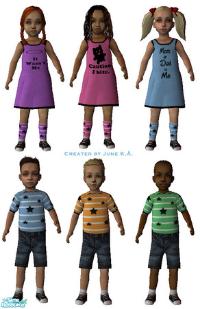 Sims 2 — Toddler Star Set by dj_une — A collection of six colourful outfits for your toddlers.