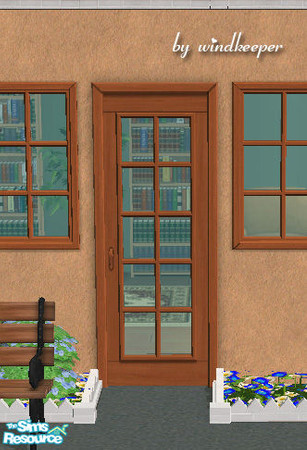 Sims 2 — Murray glass door - oak by Windkeeper — Oak recolor for the door.