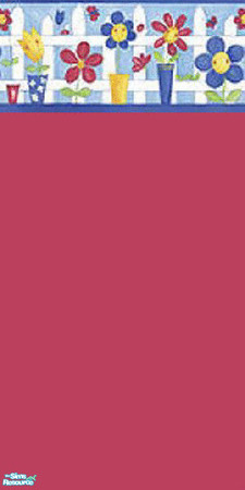 Sims 2 — Silly Garden 06 by wytetygryss — A painted wall with a cute border of smiling flowers. Part of the Silly Garden