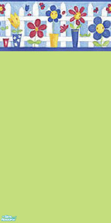 Sims 2 — Silly Garden 03 by wytetygryss — A painted wall with a cute border of smiling flowers. Part of the Silly Garden