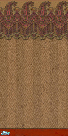 Sims 2 — Herringbone Paisley by socgrrrl725 — Herringbone textured wallpaper with a paisley border