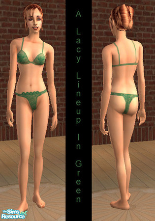Sims 2 — A Lacy Green by Gamerg — This is the Lacy Lineup in Green. It's inspired by Victoria's Secret. With a lace