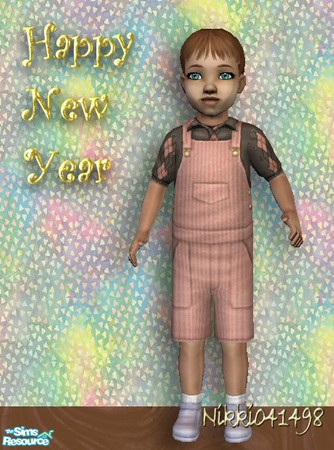 Sims 2 — Colorful Fawn by Nikki041498 — Darn fawn argyle short sleeved shirt with light fawn overalls. No Expansions