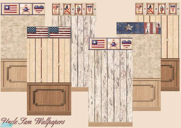 Sims 2 — Uncle Sam Wallpaper Set by zvaella — The perfect set to decorate your patriotic sim's house! :)