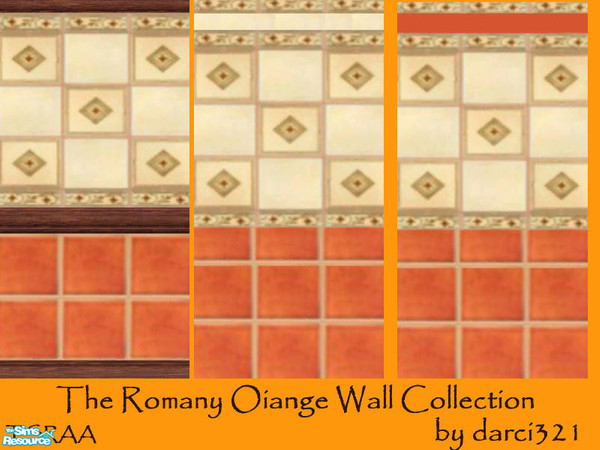 Sims 2 — The Romany Oiange Wall Collection by darci321 — Romany Oiange Wall Collection set 1 Created by darci321. I am a