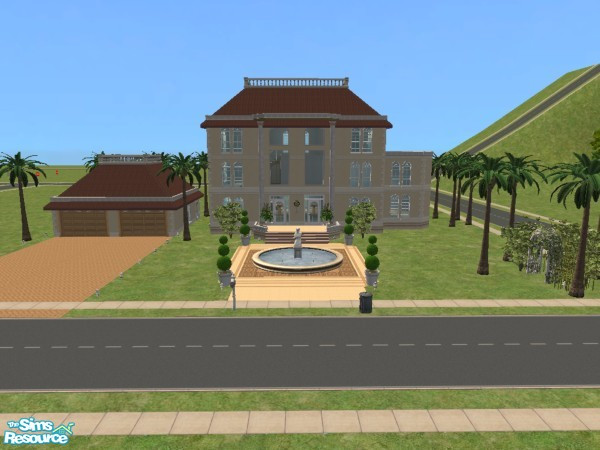 Sims 2 — Spanish Villa by c_literati — Upscale villa with space for a 6 car family. No custom content, no gardening