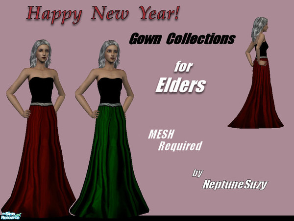 Sims 2 — NSC Gowns for Elders set1 by Neptunesuzy — Your Elder sims will love this pair of Gowns with their full skirts