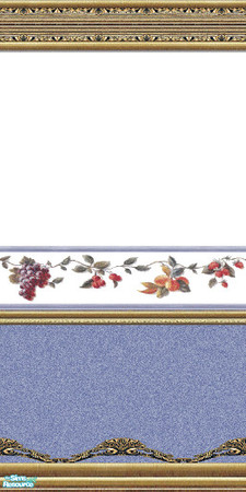 Sims 2 — Golden Rails 9 by Lorah — Golden Rails 9 with blue wallpaper, carpet and tiles.