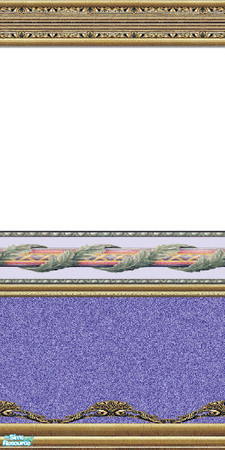 Sims 2 — Golden Rails 7 by Lorah — Golden Rails 7 with blueberry wallpaper, carpet and tiles.