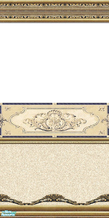 Sims 2 — Golden Rails 6 by Lorah — Golden Rails 6 with cream wallpaper, carpet and tiles.