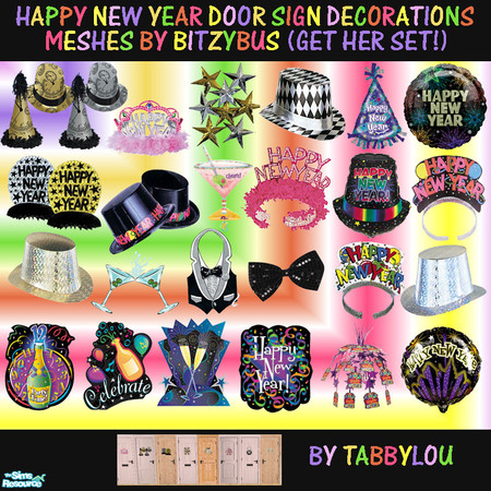 Sims 2 — TL - Happy New Year Door Decor by TabbyLou — Just some party, hearty designs for one and all (there should be