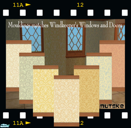 Sims 2 — Wallpaper Brown by Mutske — Wallpaper with Brown moulding. Matches the windows and doors from Windkeeper.