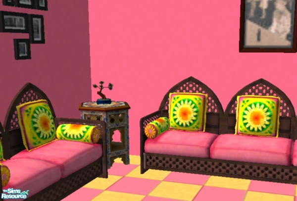 Modthesims2 Couch The Sims Resource - leslie_floral modern sofa120705