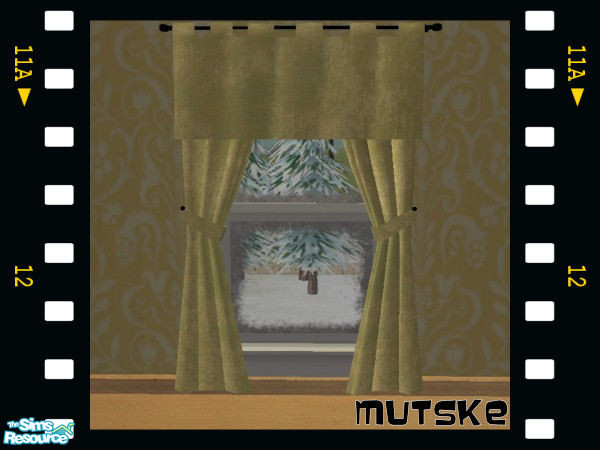 Sims 2 — Curtain set Kitchen Plain Green by Mutske — Kitchen Curtain set. Comes in 4 plain colors and 3 matchable tops.
