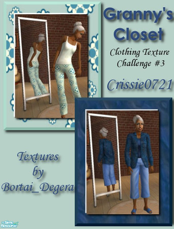 Sims 2 — CTC3 - Granny's Closet by Crissie0721 — Two more outfits for Granny using textures provided by Bortai_Degera in