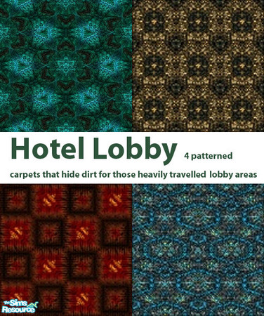 Sims 2 — Hotel Lobby Carpets by okadoka — Four patterned carpets that hide dirt for those heavily traffic areas in your