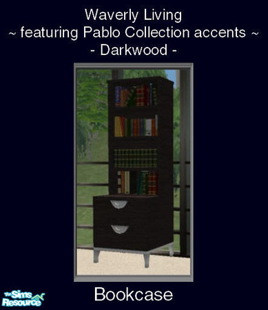 Sims 2 — Pablo Living in Darkwood - Bookcase by Waverly — The Pablo collection features elegant, simple design that is