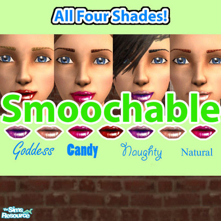 Sims 2 — Smoochable Lipstick Collection by Deiish — This makeup set includes four different lipstick colors; red, pink,