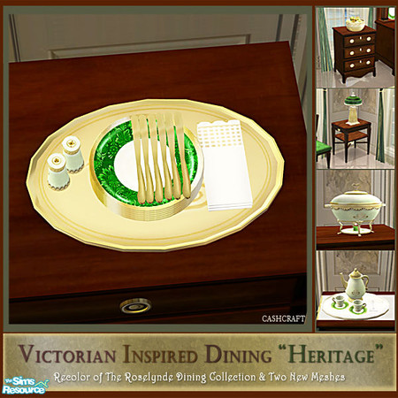Sims 2 — Victorian Heritage Dinnerplates by Cashcraft — The Heritage dining room is a set recolor of the Roselynde dining