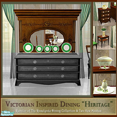 Sims 2 — Victorian Heritage Mirror by Cashcraft — The Heritage dining room is a set recolor of the Roselynde dining room.