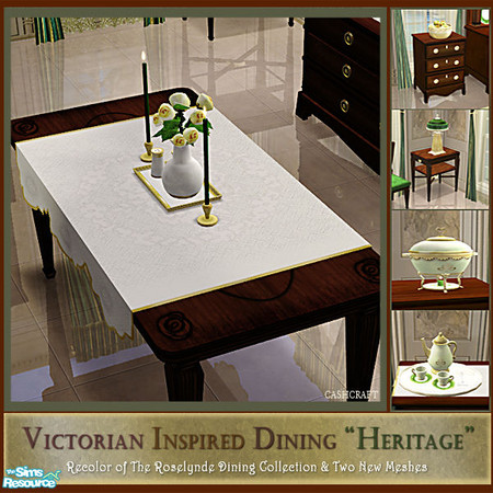Sims 2 — Victorian Heritage Table Cloth by Cashcraft — The Heritage dining room is a set recolor of the Roselynde dining