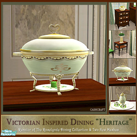 Sims 2 — Victorian Heritage Chafing Dish by Cashcraft — The Heritage dining room is a set recolor of the Roselynde dining