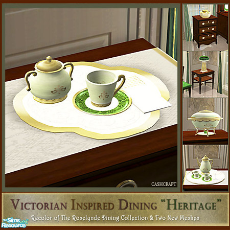 Sims 2 — Victorian Heritage Tea for One by Cashcraft — The Heritage dining room is a set recolor of the Roselynde dining
