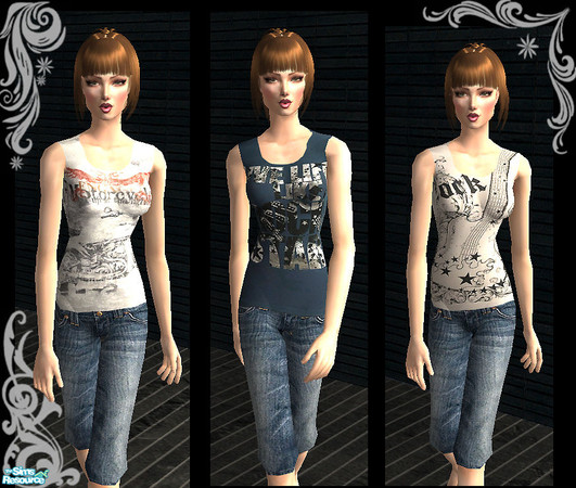 Sims 2 — three capris from simal10's mesh by _cari_ — Mesh not included so you must download it 