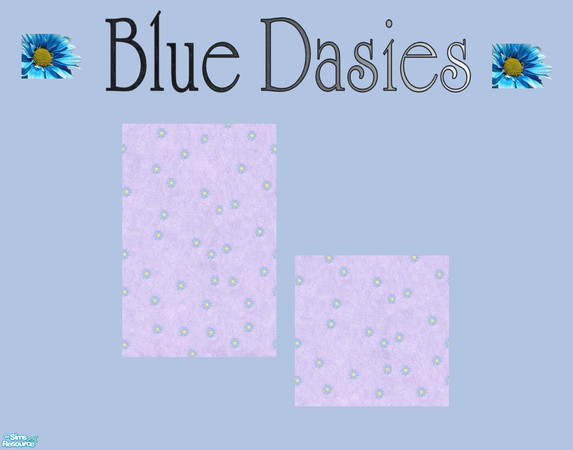 Sims 2 — Blue Daisy Wallpaper & Floor Set by smurfberry32 — Pretty blue daisy wallpaper and floor set perfect for any