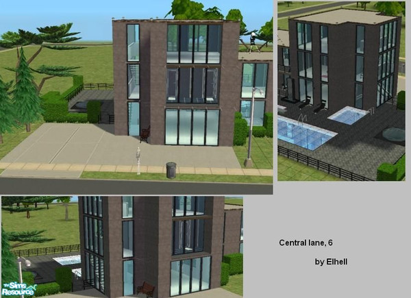 Sims 2 — Central lane, 6 by elhell — Modern dark house with a swimming pool