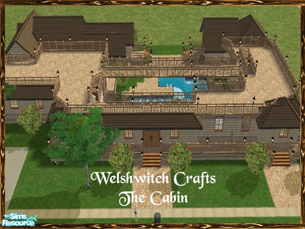 Sims 2 — The Cabin by WelshWitch — Modern family home, with a country feel. Overhead walkway around patio area. Swimming